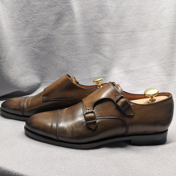 Suitsupply | Brown Double Monk Strap Calf Leather Oxfords | Mens Size 11 main image 4